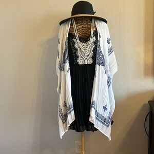 Sun Dress with spaghetti straps,Hat,Necklace & Kimono